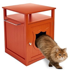 GDLF Double-Door Pet Crate Cat Washroom Hidden Cat Litter Box Enclosure Furniture Right or Left Side Entrance Cat Bed Nightstand Large Box with Storage Layer