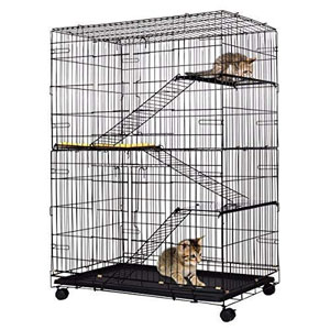 Giantex Cat Playpen Cat Cage with 3 Climbing Ladders & 3 Rest Benches & Cushion