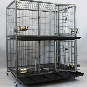 Homey Pet New Two Tier Heavy Duty Cage Kennel w/Casters and Feeding Bowls