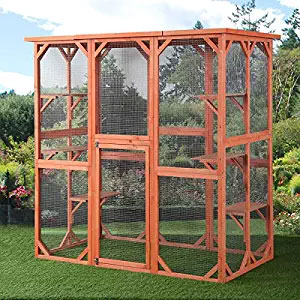 JAXPETY Cat Wooden House Small Animal Outdoor Pen Cage Dog Cat Play Enclosure