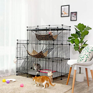 SONGMICS Multi-Tier Cat Playpen, Cat Cage, Cat Condo